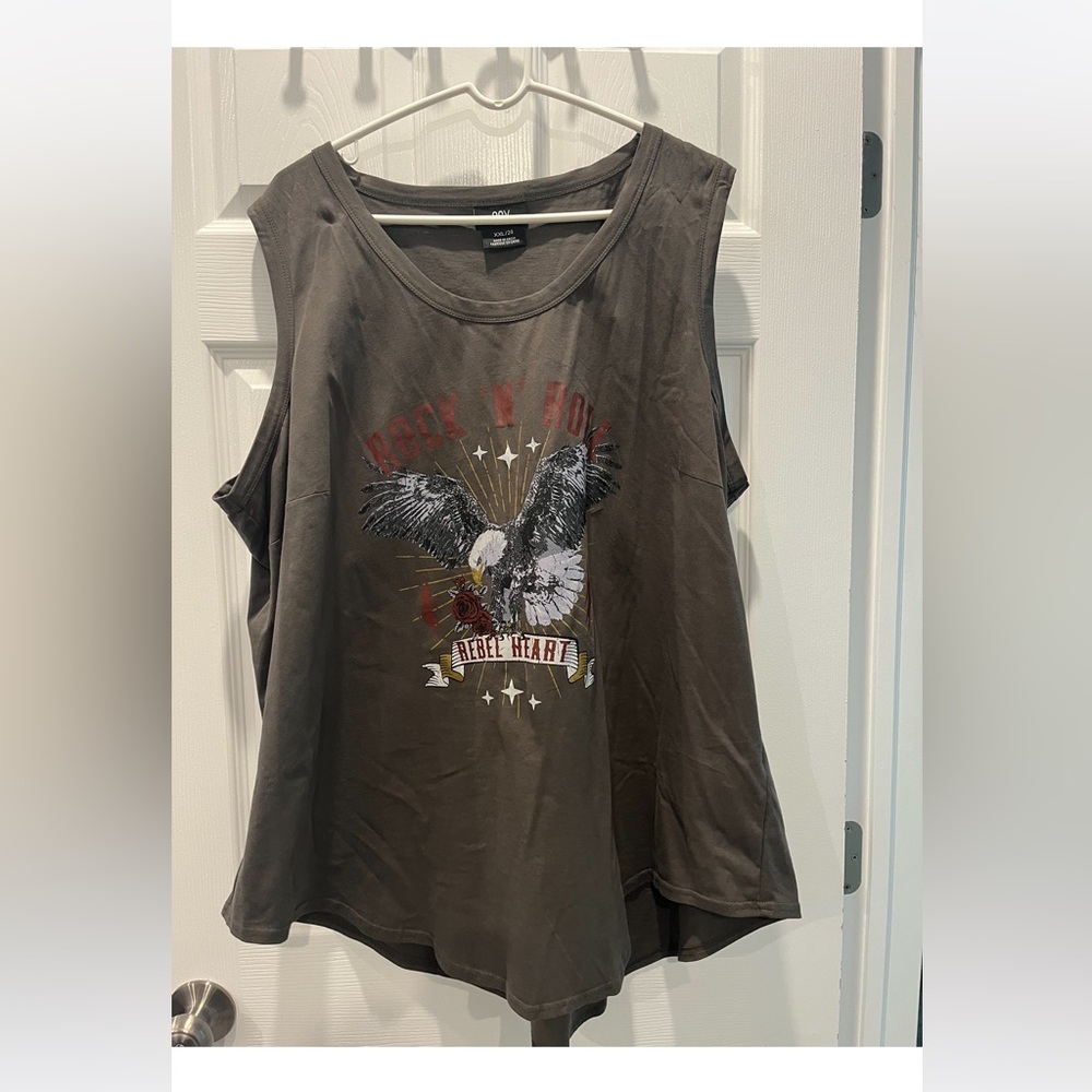 Sleeveless Dark Green Rock & Roll Tank Top